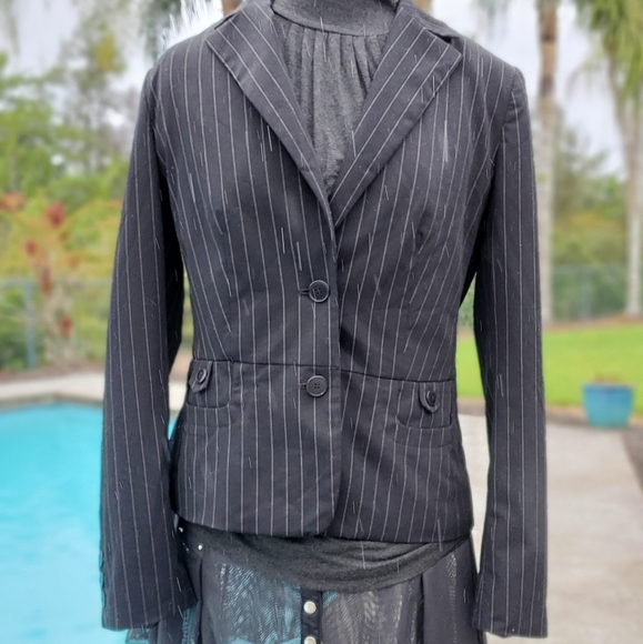 Laundry By Shelli Segal Pin Stripe Blazer Dress Jacket Women’s Size 10, black - Picture 14 of 17
